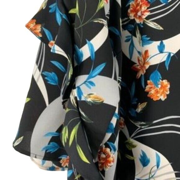 Alfani Multicolor Crescent Floral Blouse 3/4 Sleeves w/ Ruffles Size 3X - Picture 8 of 13